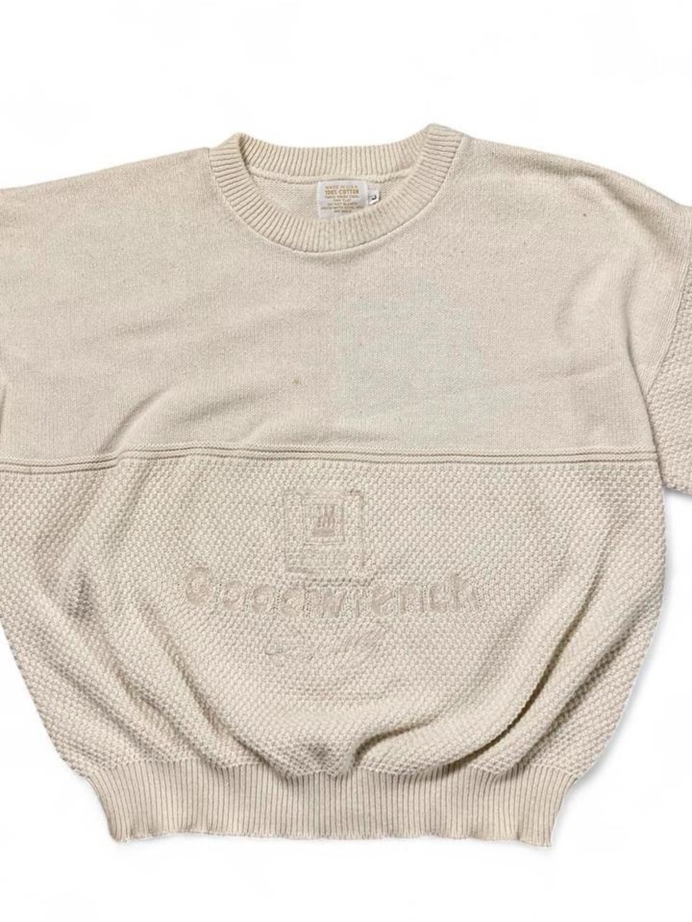 Vintage Made In Usa Goodwrench Racing Cream Knit Sweater